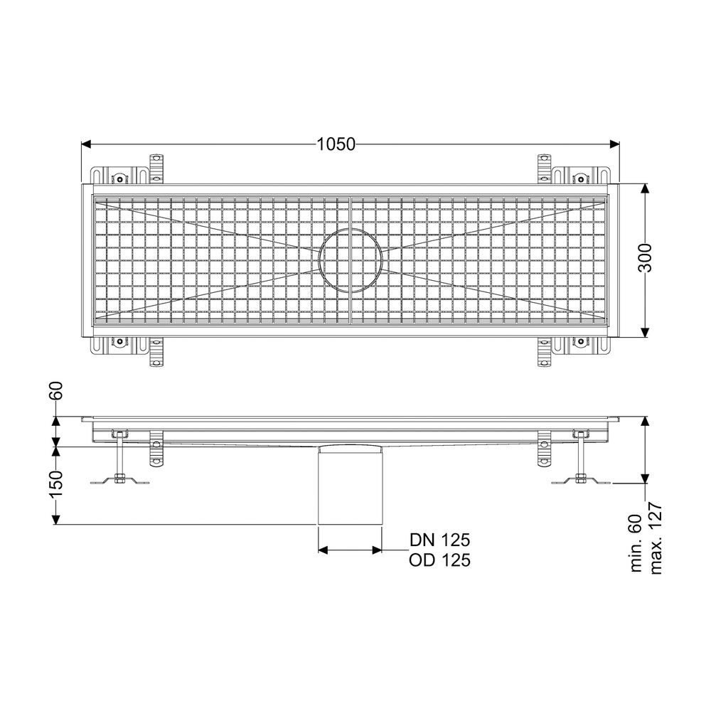 Kessel Kastenrinne Ferrofix, DN 125, 300x1.050mm, ohne Klebeflansch, Edelstahl, Silber... KESSEL-6130100 4026092099018 (Abb. 2)