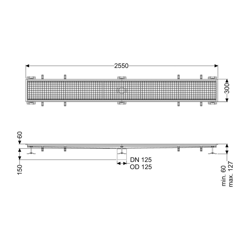 Kessel Kastenrinne Ferrofix, DN 125, 300x2.550mm, ohne Klebeflansch, Edelstahl, Silber... KESSEL-6130250 4026092099049 (Abb. 2)