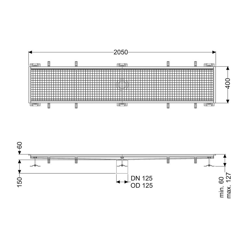 Kessel Kastenrinne Ferrofix, DN 125, 400x2.050mm, ohne Klebeflansch, Edelstahl, Silber... KESSEL-6140200 4026092099094 (Abb. 2)