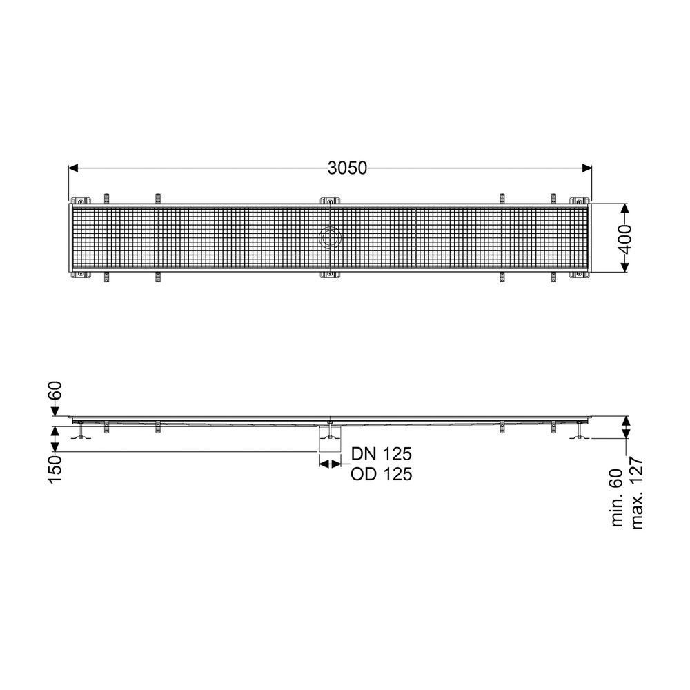 Kessel Kastenrinne Ferrofix, DN 125, 400x3.050mm, ohne Klebeflansch, Edelstahl, Silber... KESSEL-6140300 4026092099117 (Abb. 2)