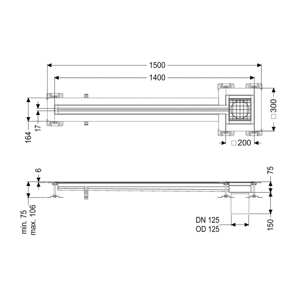 Kessel Schlitzrinne Ferrofix, DN 125, 17x1.400mm, Klebeflansch außen, Höhe 6mm, Edelsta... KESSEL-6202141 4026092099612 (Abb. 2)
