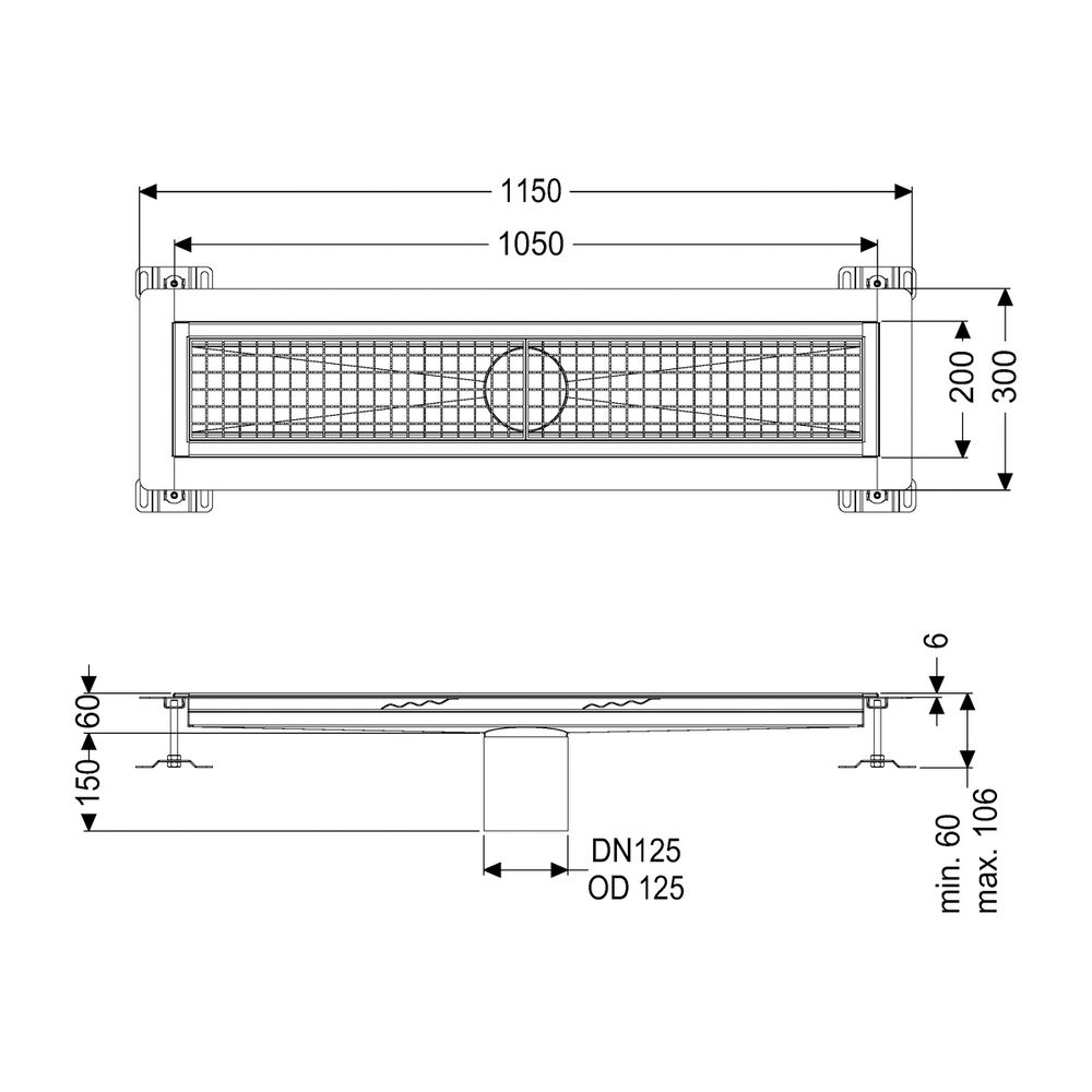 Kessel Kastenrinne Ferrofix, DN 125, 200x1.050mm, mit Klebeflansch Höhe 6mm, Edelstahl,... KESSEL-6220100 4026092098738 (Abb. 2)