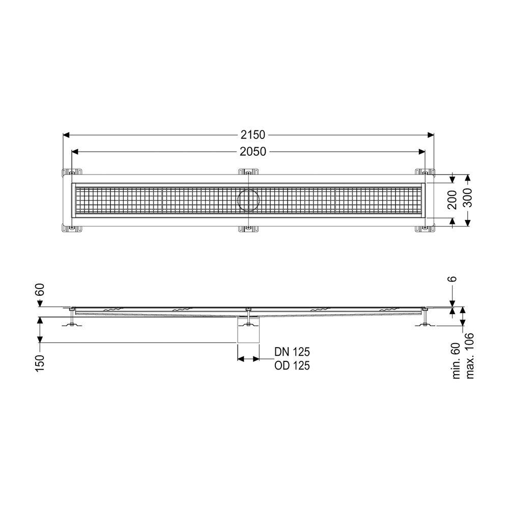 Kessel Kastenrinne Ferrofix, DN 125, 200x2.050mm, mit Klebeflansch Höhe 6mm, Edelstahl,... KESSEL-6220200 4026092098745 (Abb. 2)