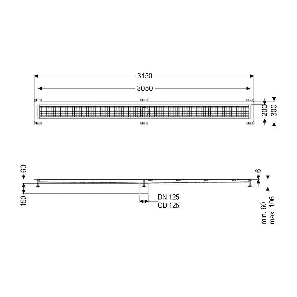 Kessel Kastenrinne Ferrofix, DN 125, 200x3.050mm, mit Klebeflansch Höhe 6mm, Edelstahl,... KESSEL-6220300 4026092098769 (Abb. 2)