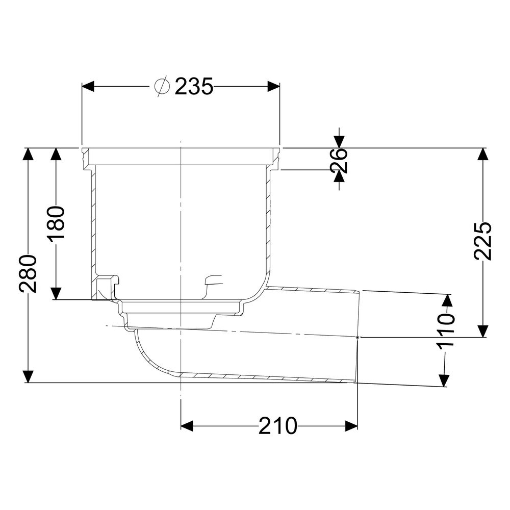 Kessel Grundkörper Hof-/Regenablauf DN 100, Auslauf seitlich... KESSEL-67000 4026092001585 (Abb. 2)