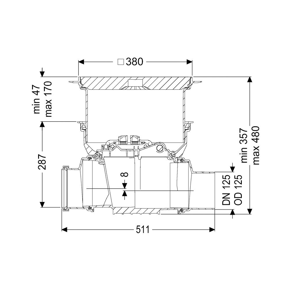 Kessel Reinigungsrohr Staufix DN 125 Bodenplatte, Schwarz... KESSEL-700125.10S 4026092075920 (Abb. 2)