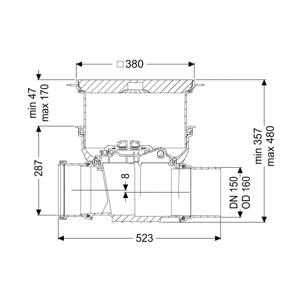 Kessel Reinigungsrohr Staufix DN 150 Bodenplatte, Schwarz... KESSEL-700150.10S 4026092075951 (Abb. 2)