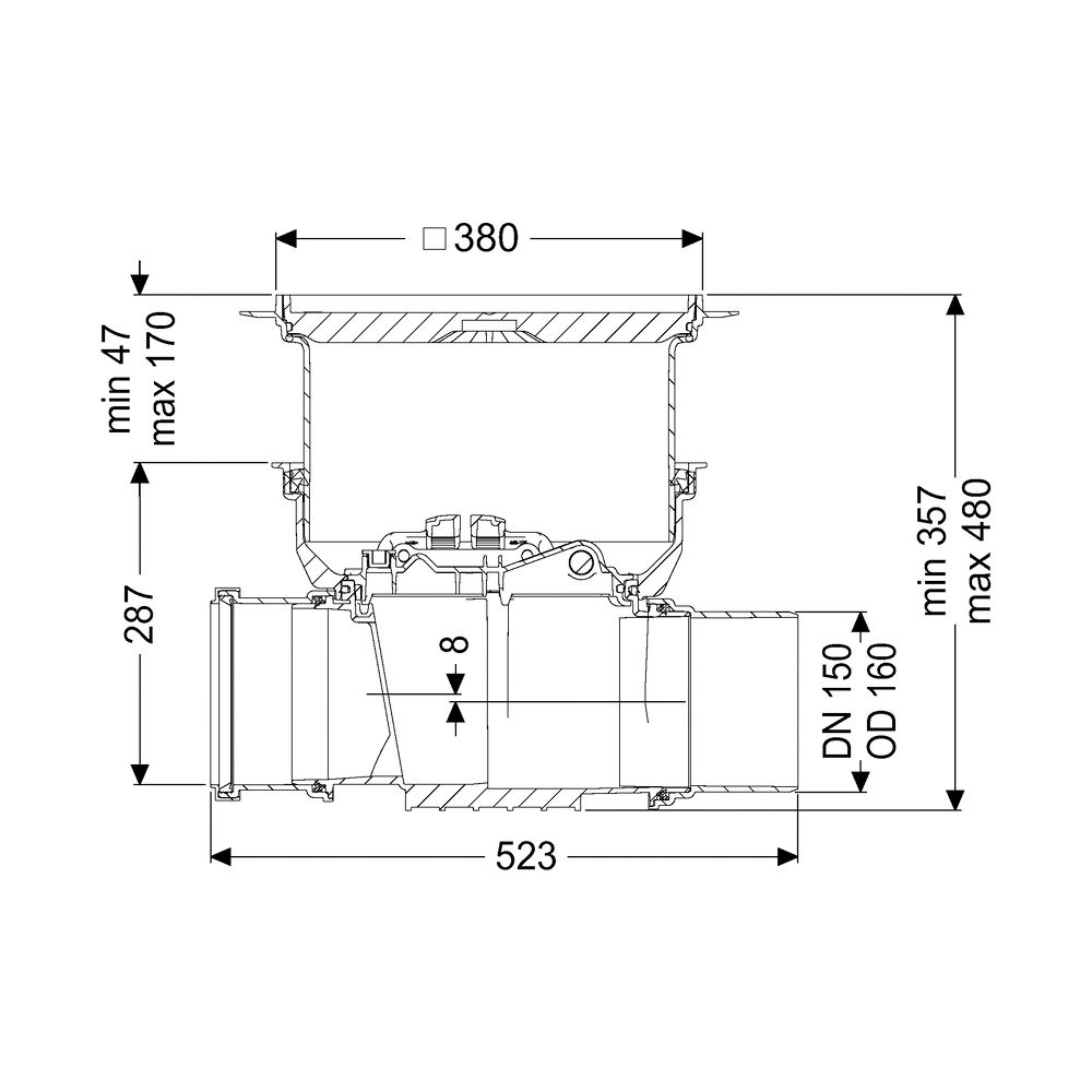 Kessel Reinigungsrohr Staufix DN 150 Bodenplatte, befliesbar... KESSEL-700150.10X 4026092075968 (Abb. 2)