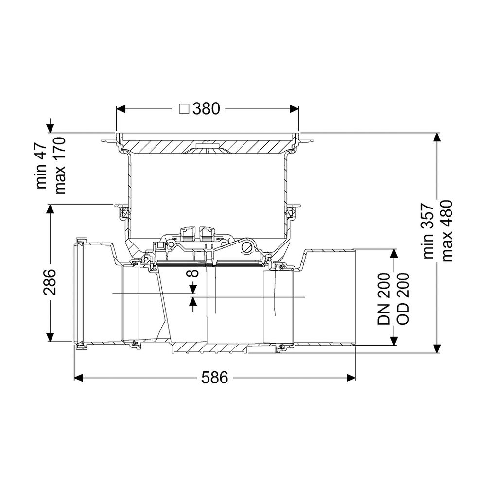 Kessel Reinigungsrohr Staufix DN 200 Bodenplatte, befliesbar... KESSEL-700200.10X 4026092075999 (Abb. 2)