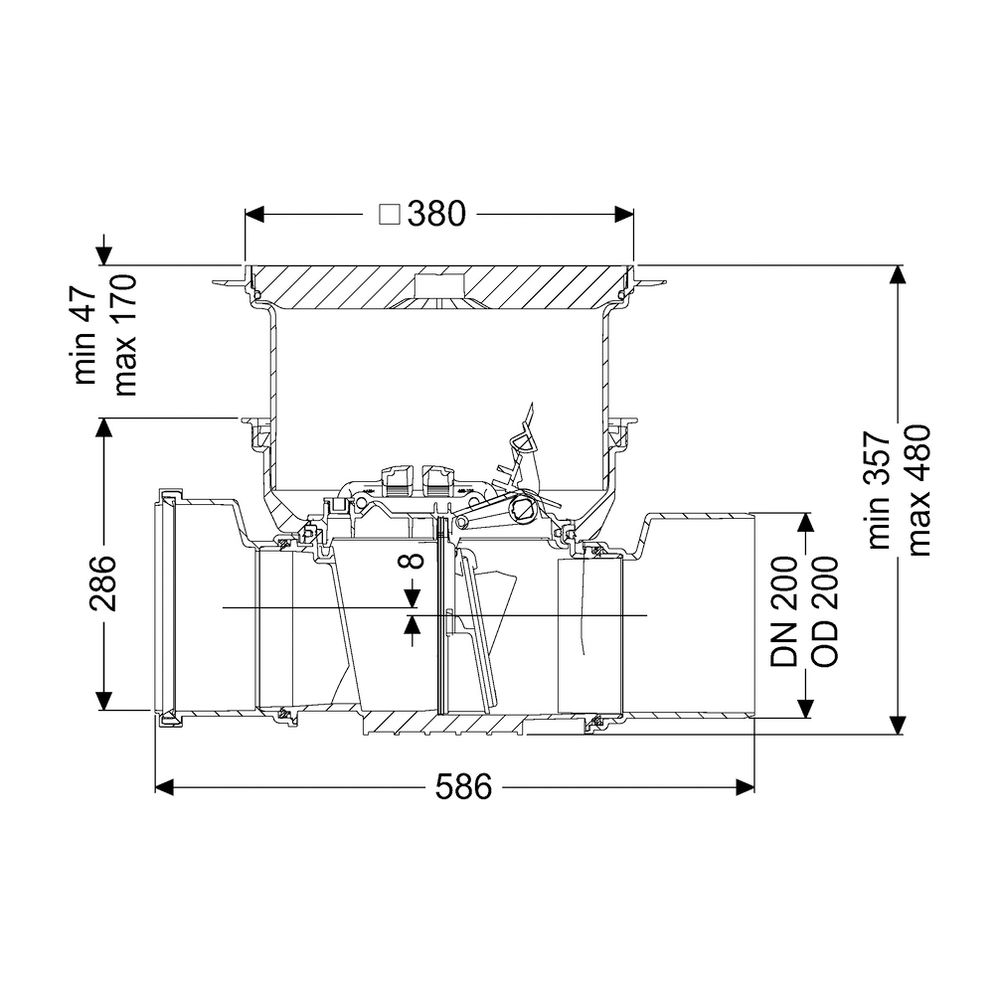 Kessel Rückstauverschluss Staufix DN 200 Bodenplatte Typ 1, Schwarz... KESSEL-720200.10S 4026092076125 (Abb. 2)