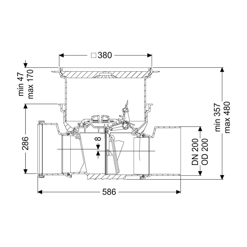 Kessel Rückstauverschluss Staufix DN 200 Bodenplatte Typ 1, befliesbar... KESSEL-720200.10X 4026092076132 (Abb. 2)