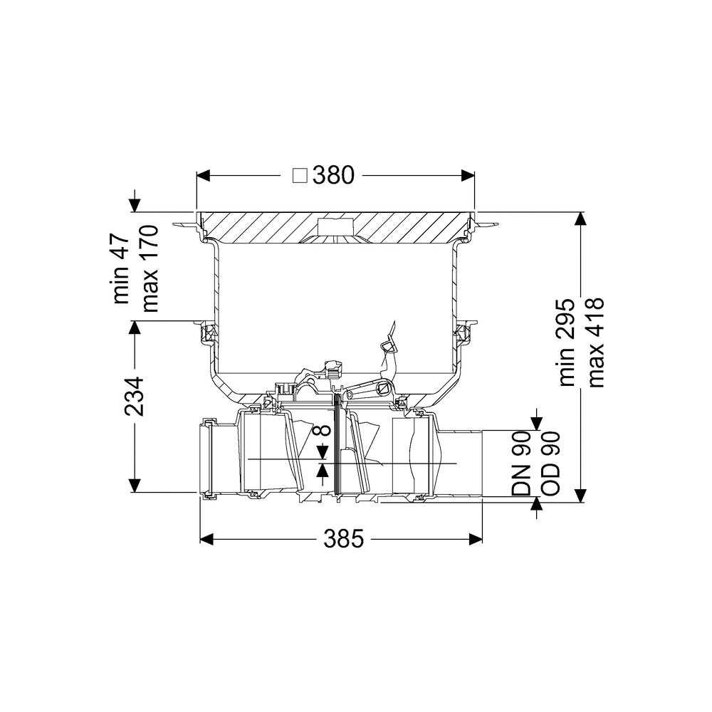 Kessel Rückstauverschluss Staufix DN 90 Bodenplatte Typ 2, Schwarz... KESSEL-730090.10S 4026092076309 (Abb. 2)