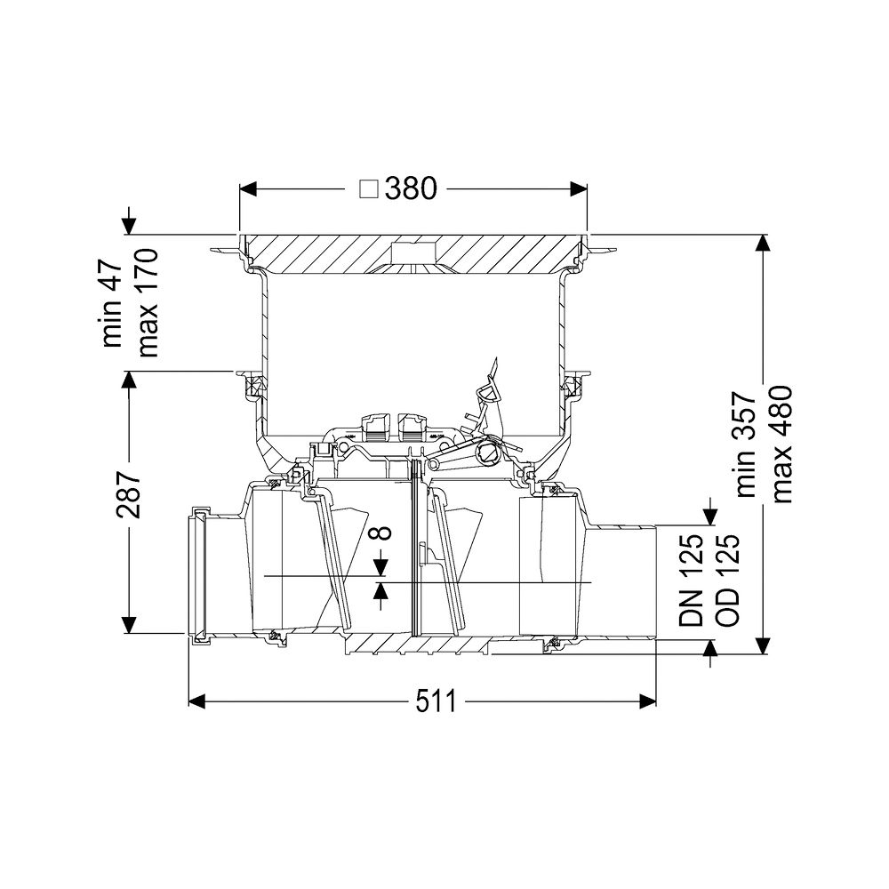 Kessel Rückstauverschluss Staufix DN 125 Bodenplatte Typ 2, Schwarz... KESSEL-730125.10S 4026092076422 (Abb. 2)