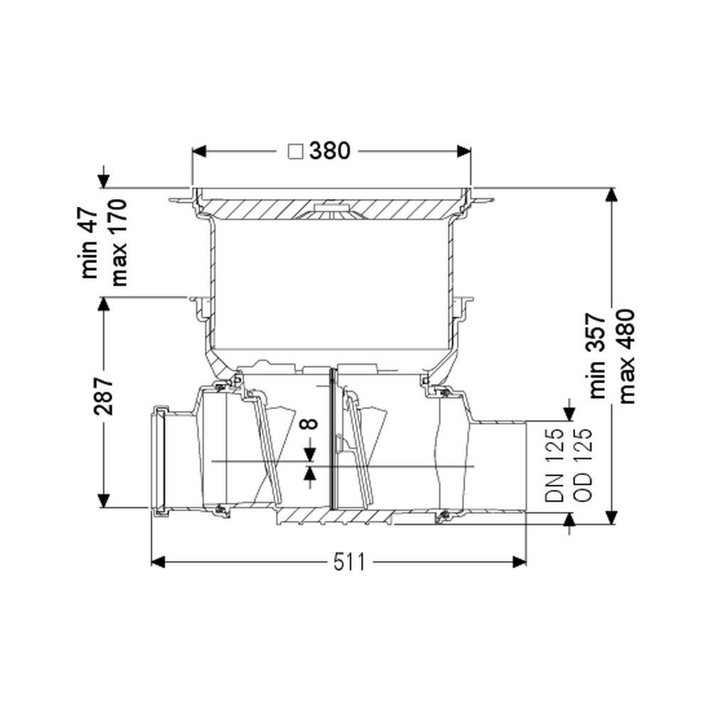 Kessel Rückstauverschluss Staufix DN 125 Bodenplatte Typ 2 R, Schwarz... KESSEL-730125.10SR 4026092076439 (Abb. 2)