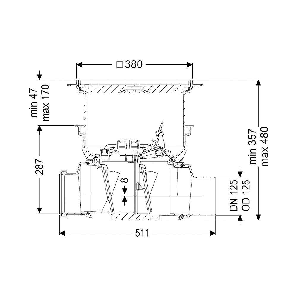 Kessel Rückstauverschluss Staufix DN 125 Bodenplatte Typ 2 R, befliesbar... KESSEL-730125.10XR 4026092076453 (Abb. 2)