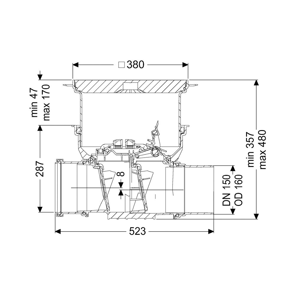 Kessel Rückstauverschluss Staufix DN 150 Bodenplatte Typ 2, Schwarz... KESSEL-730150.10S 4026092076484 (Abb. 2)