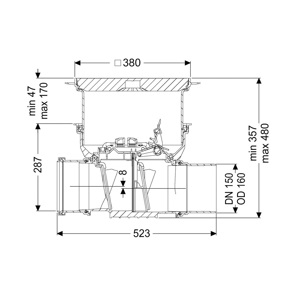 Kessel Rückstauverschluss Staufix DN 150 Bodenplatte Typ 2 R, Schwarz... KESSEL-730150.10SR 4026092076491 (Abb. 2)