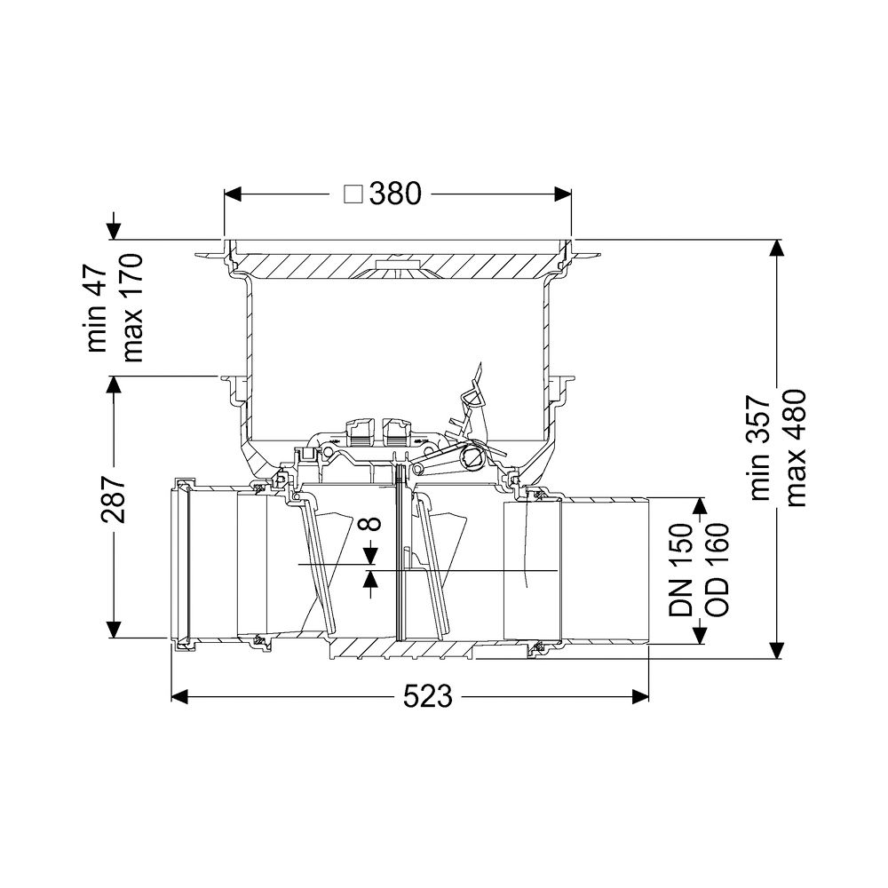 Kessel Rückstauverschluss Staufix DN 150 Bodenplatte Typ 2, befliesbar... KESSEL-730150.10X 4026092076507 (Abb. 2)