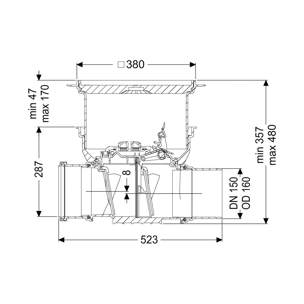 Kessel Rückstauverschluss Staufix DN 150 Bodenplatte Typ 2 R, befliesbar... KESSEL-730150.10XR 4026092076514 (Abb. 2)