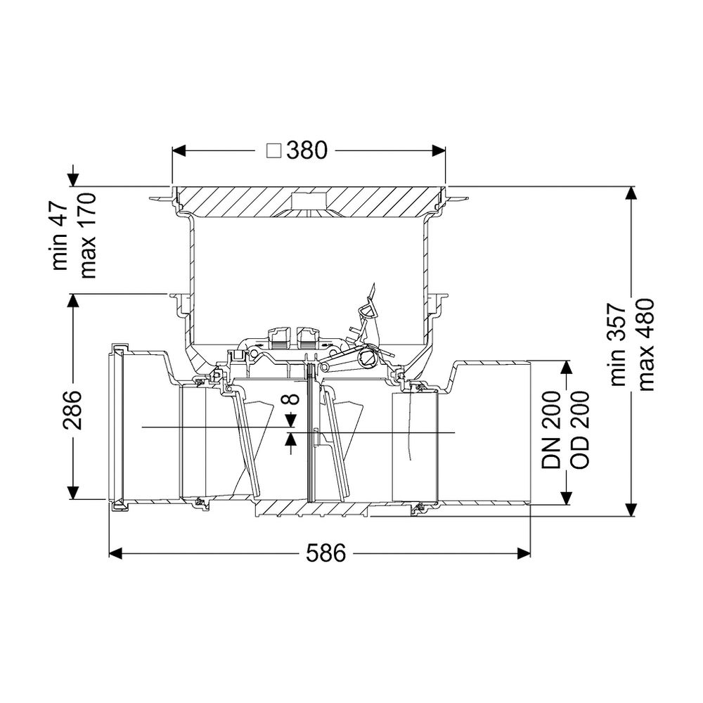 Kessel Rückstauverschluss Staufix DN 200 Bodenplatte Typ 2, Schwarz... KESSEL-730200.10S 4026092076545 (Abb. 2)