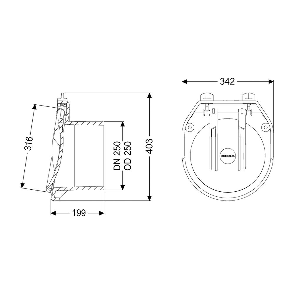 Kessel Rohrklappe DN 250, 79250... KESSEL-79250 4026092011645 (Abb. 2)