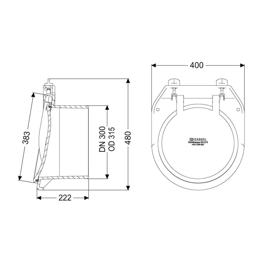 Kessel Rohrklappe DN 300, 79300... KESSEL-79300 4026092011652 (Abb. 2)