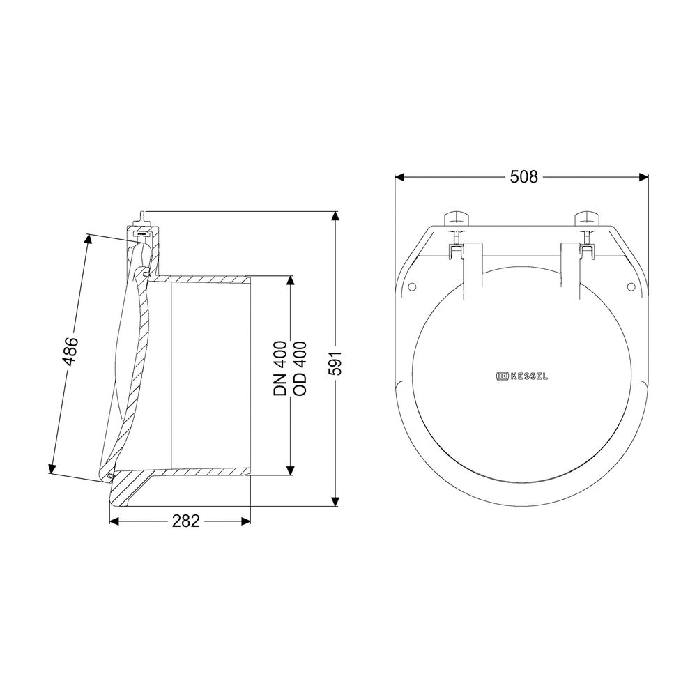 Kessel Rohrklappe DN 400, 79400... KESSEL-79400 4026092011669 (Abb. 2)