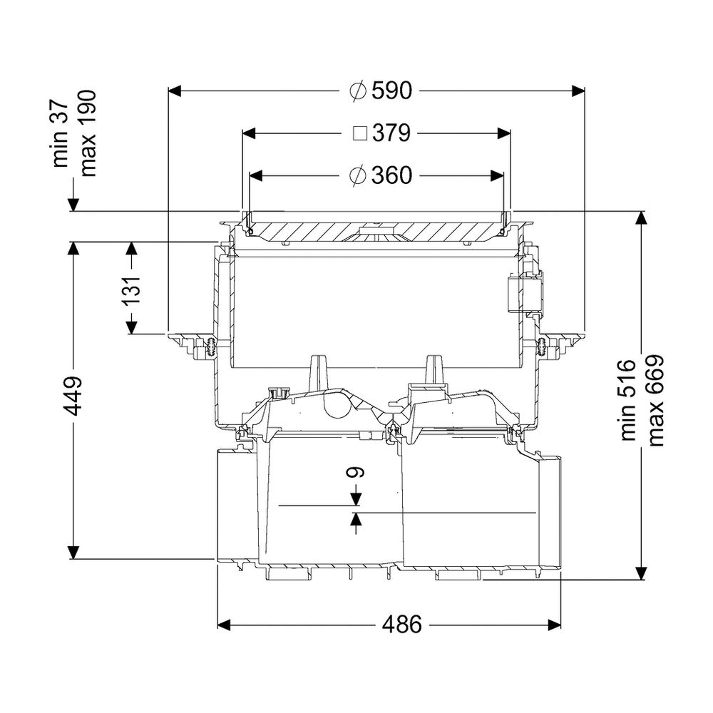 Kessel Reinigungsrohr Controlfix ohne Stutzen Bodenplatte, befliesbar... KESSEL-80000X 4026092073049 (Abb. 2)