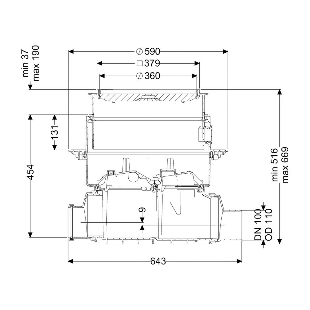 Kessel Reinigungsrohr Controlfix DN 100 Bodenplatte, befliesbar... KESSEL-80100X 4026092004067 (Abb. 2)