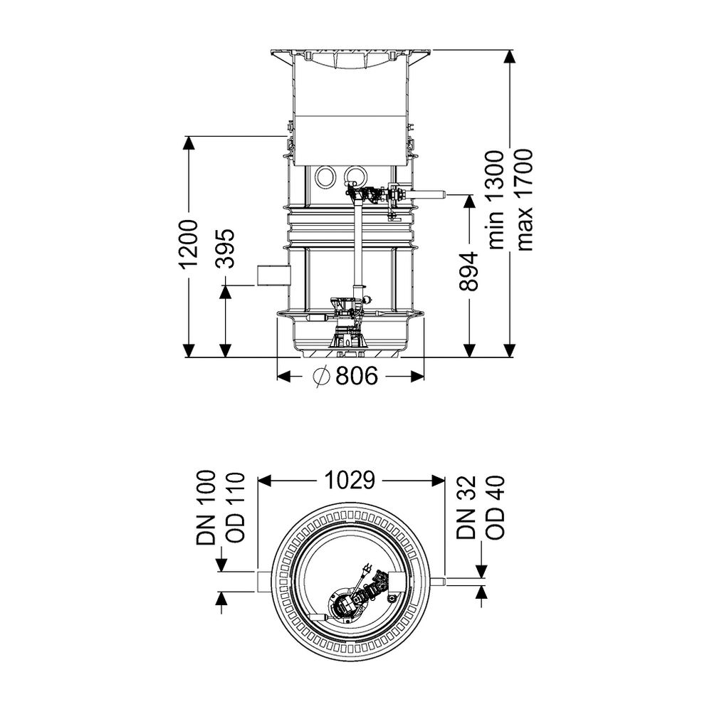 Kessel Pumpstation Aquapump Medium Mono GTF 600, 1300-1750mm, Klasse B... KESSEL-825820B 4026092045251 (Abb. 2)