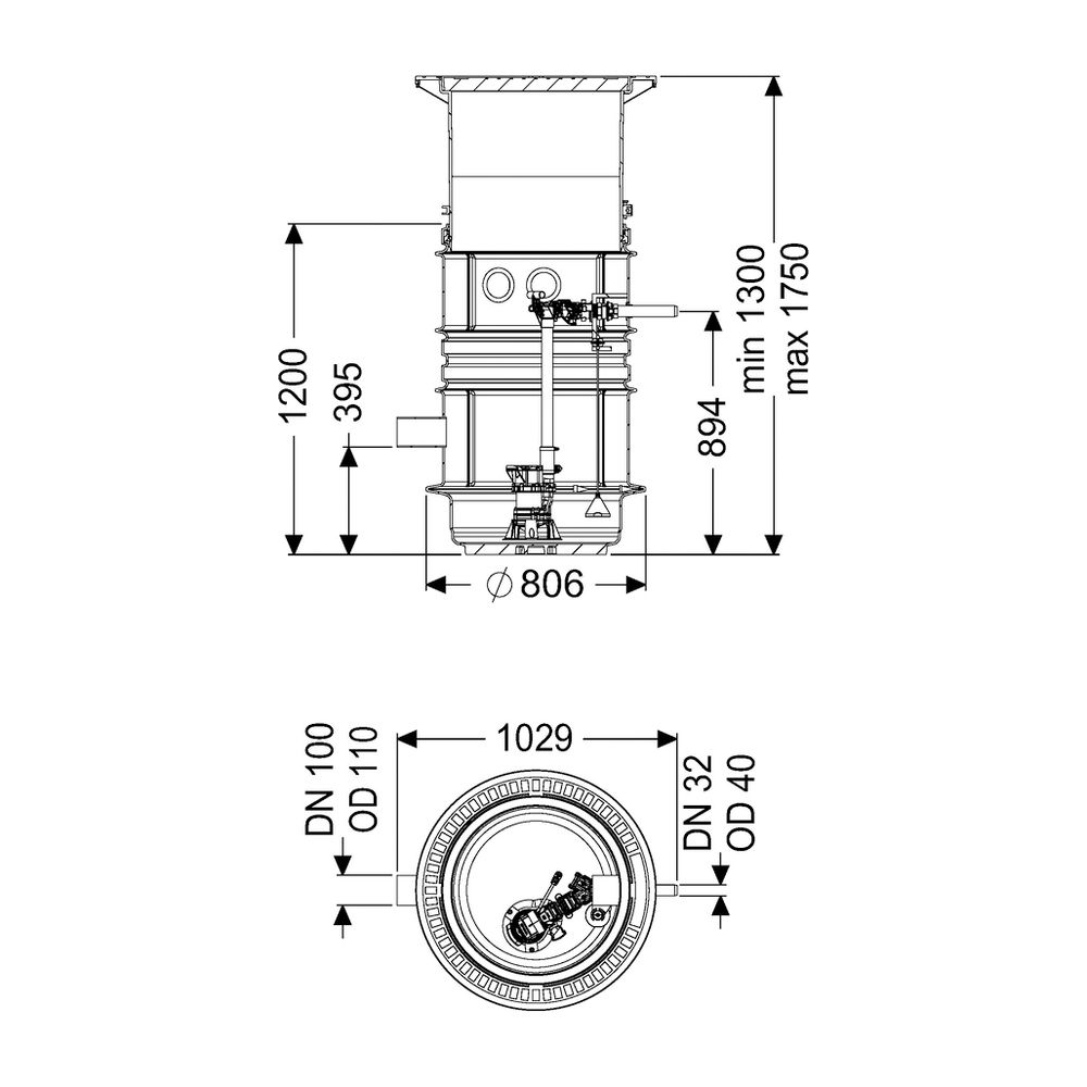 Kessel Pumpstation Aquapump Medium Tronic GTF 600, 1300-1750mm, Klasse D... KESSEL-825821D 4026092045282 (Abb. 2)