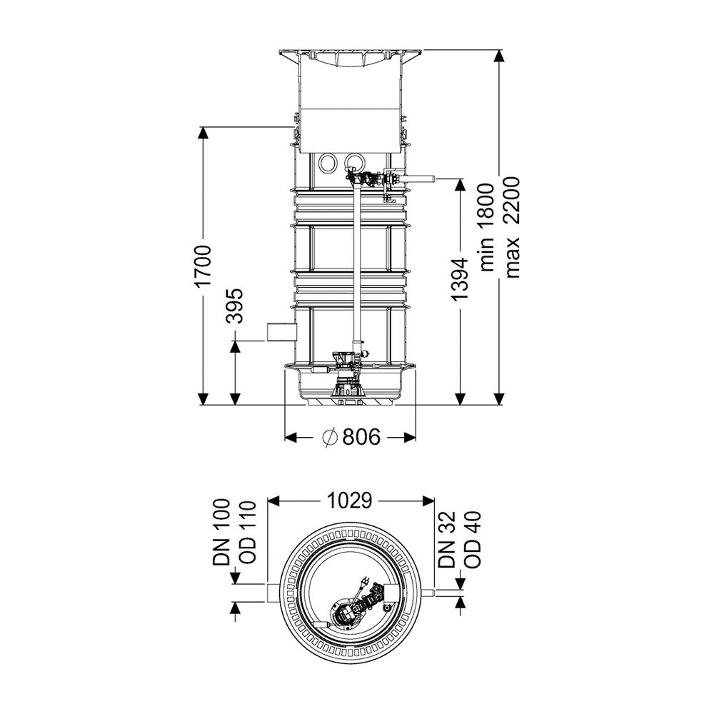 Kessel Pumpstation Aquapump Medium Mono GTF 600, 1800-2250mm, Klasse B... KESSEL-825830B 4026092045299 (Abb. 2)