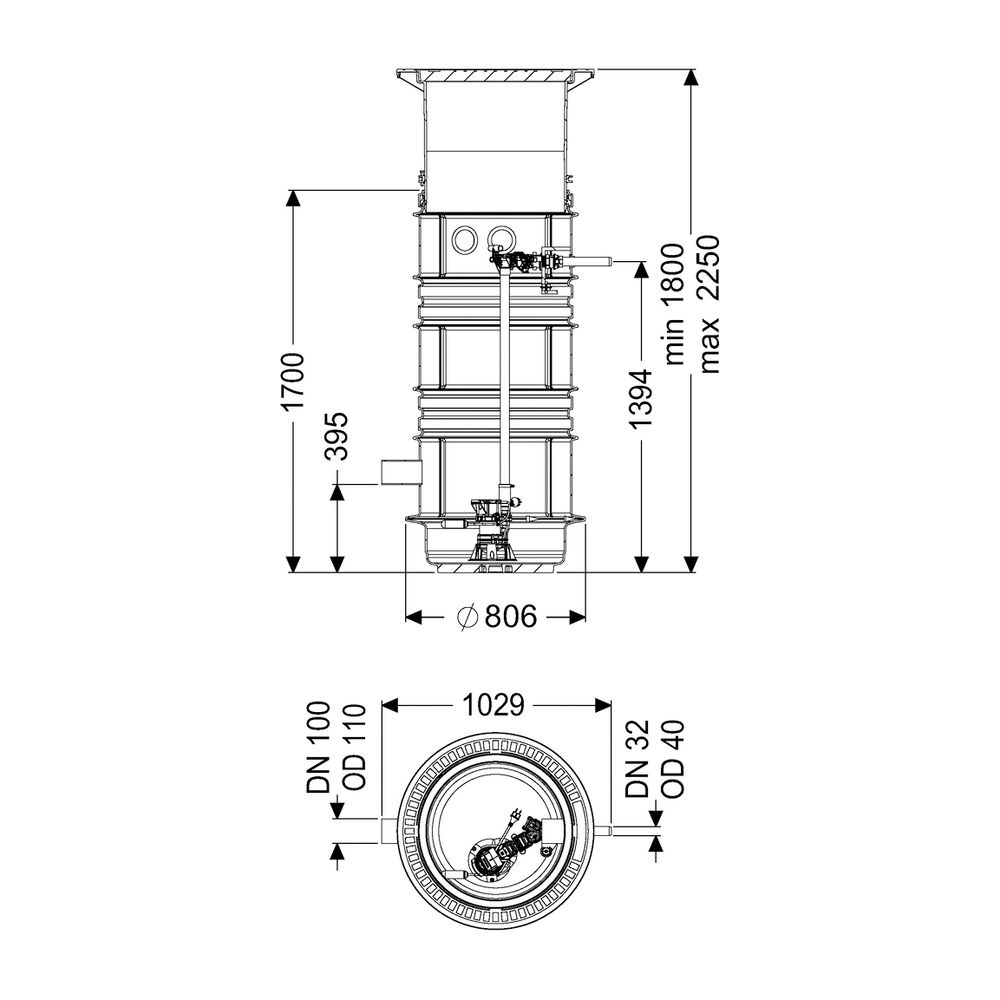 Kessel Pumpstation Aquapump Medium Mono GTF 600, 1800-2250mm, Klasse D... KESSEL-825830D 4026092045305 (Abb. 2)