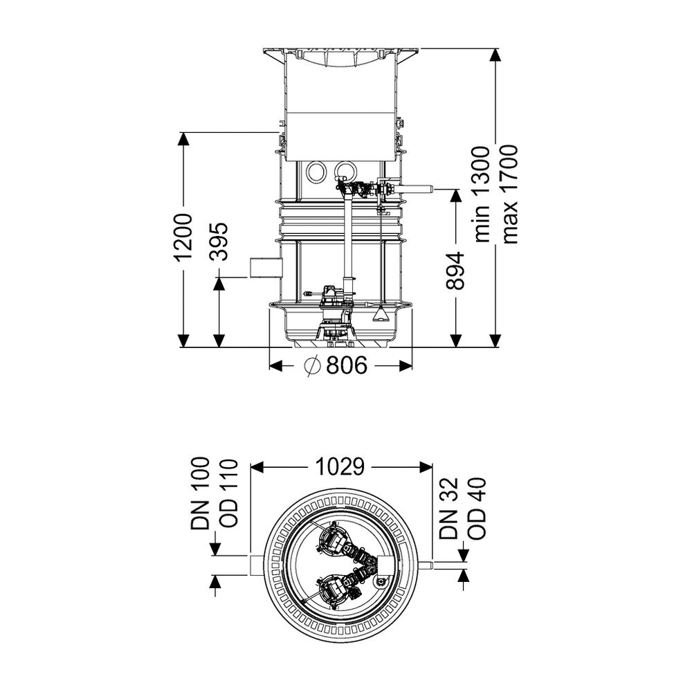 Kessel Pumpstation Aquapump Medium Duo GTF 1200, 1300-1750mm, Klasse B... KESSEL-826821B 4026092045657 (Abb. 2)