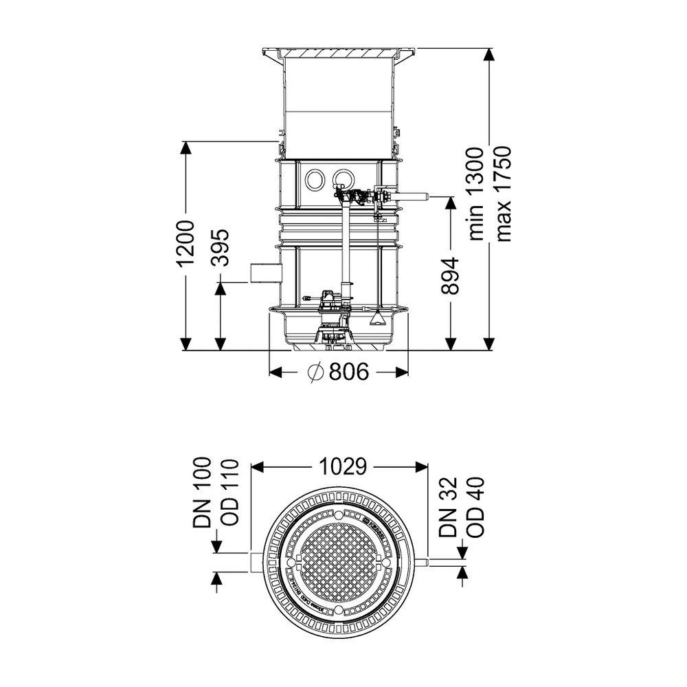 Kessel Pumpstation Aquapump Medium Duo GTF 1200, 1300-1750mm, Klasse D... KESSEL-826821D 4026092045664 (Abb. 2)