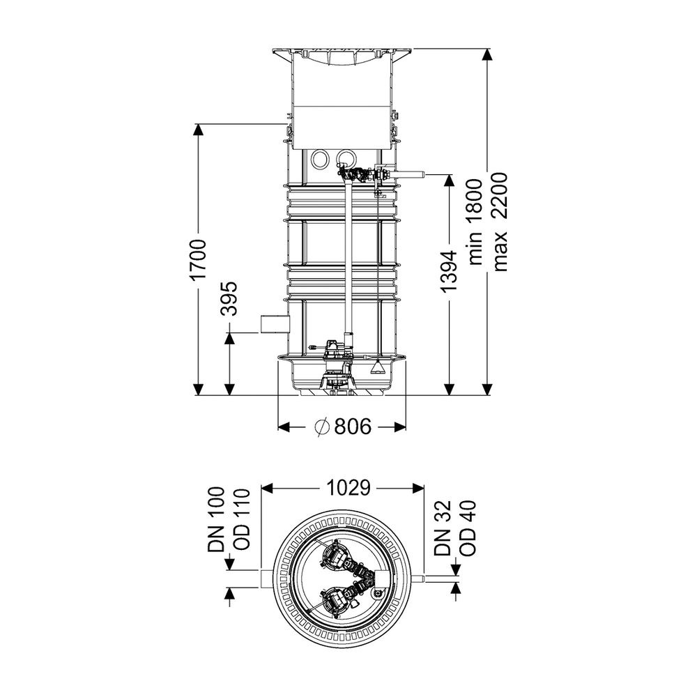 Kessel Pumpstation Aquapump Medium Duo GTF 1200, 1800-2250mm, Klasse B... KESSEL-826831B 4026092045671 (Abb. 2)