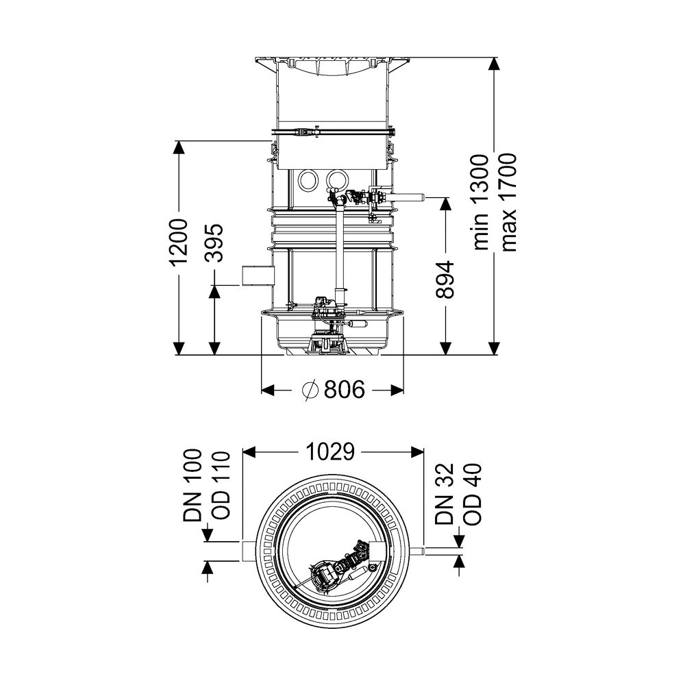 Kessel Pumpstation Aquapump Medium Mono GTF1200 1300-1750mm, Klasse B... KESSEL-827820B 4026092045732 (Abb. 2)