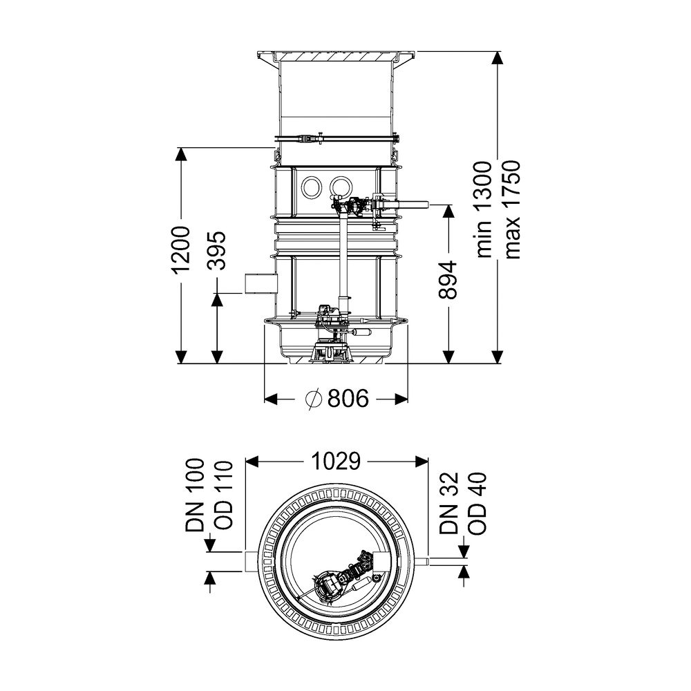 Kessel Pumpstation Aquapump Medium Mono GTF 1200, 1300-1750mm, Klasse D... KESSEL-827820D 4026092045749 (Abb. 2)