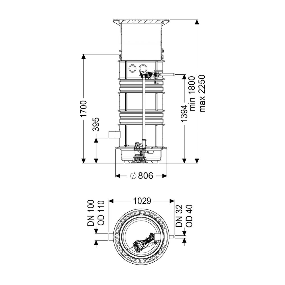 Kessel Pumpstation Aquapump Medium Mono GTF 1200, 1800-2250mm, Klasse D... KESSEL-827830D 4026092045787 (Abb. 2)