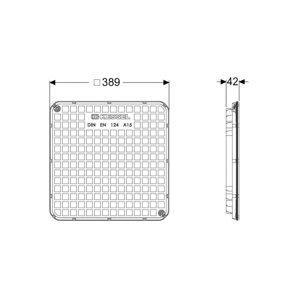 Kessel Abdeckplatte Tagwasserdicht 384x384mm, Schwarz... KESSEL-83050 4026092002797 (Abb. 2)