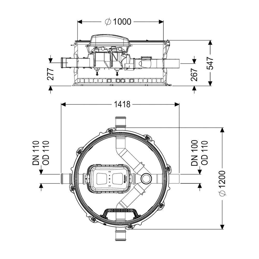 Kessel Rückstau-Technikmodul Controlfix DN 100 mit zwei Zuläufen in Fließrichtung... KESSEL-851003 4026092079348 (Abb. 2)