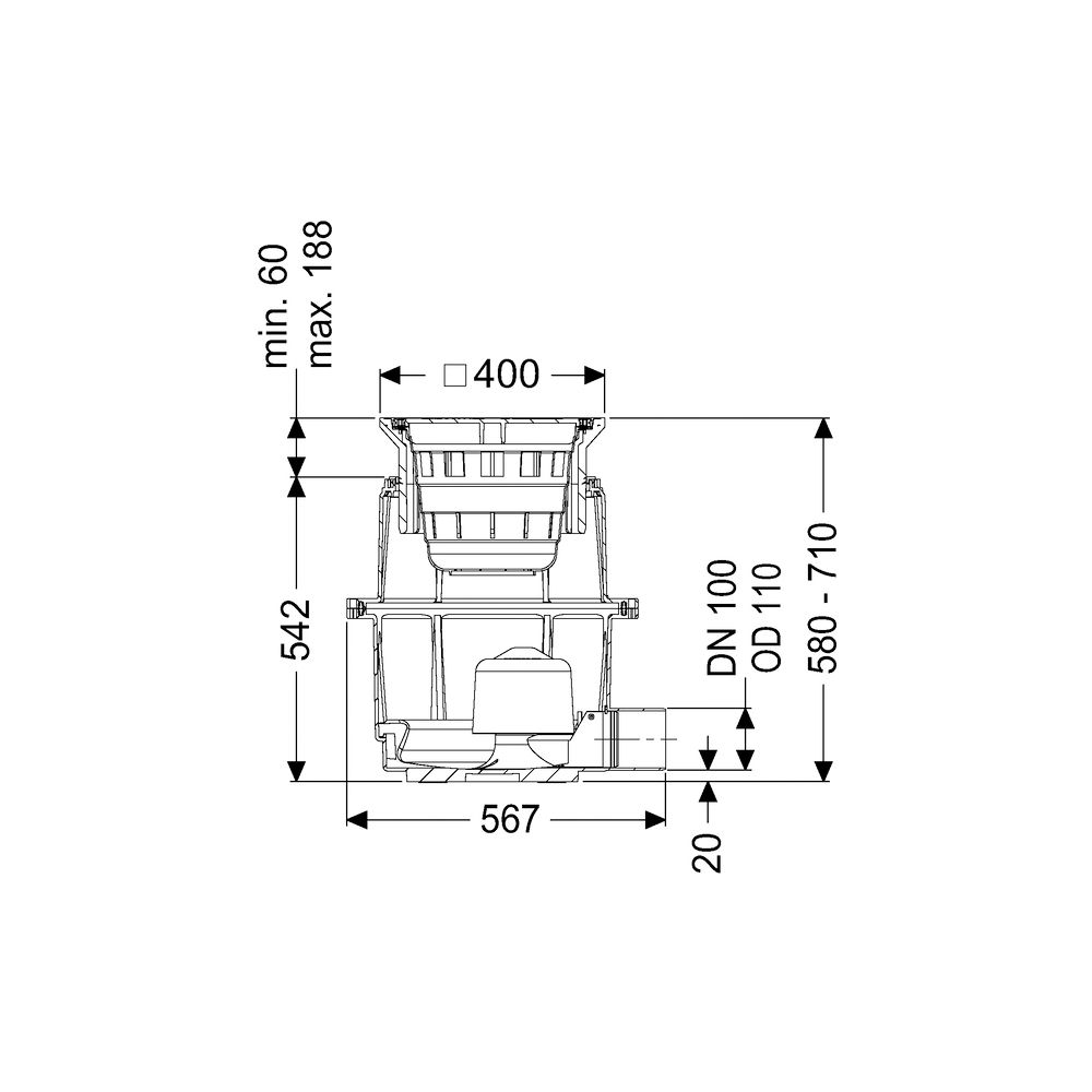 Kessel Hofablauf System 400 DN 100 A 580-710mm... KESSEL-851101A 4026092004289 (Abb. 2)