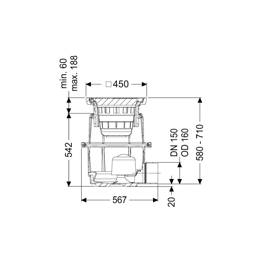 Kessel Hofablauf System 400 DN 150 D 580-710mm... KESSEL-851151D 4026092004395 (Abb. 2)