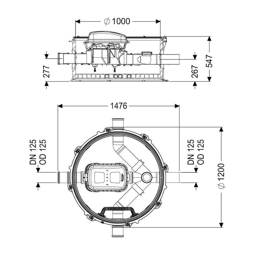 Kessel Rückstau-Technikmodul Controlfix DN 125 mit zwei Zuläufen in Fließrichtung... KESSEL-851253 4026092079386 (Abb. 2)