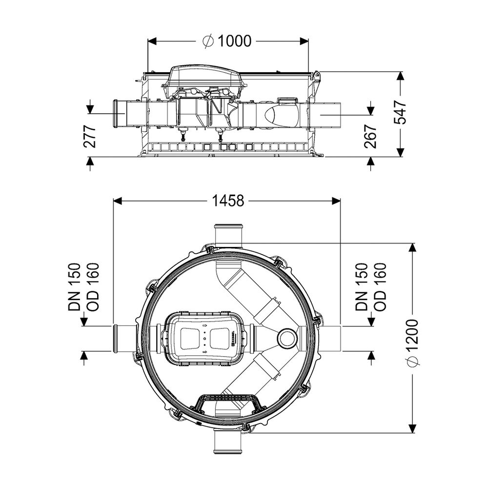 Kessel Rückstau-Technikmodul Controlfix DN 150 mit zwei Zuläufe in Fließrichtung... KESSEL-851502 4026092079409 (Abb. 2)