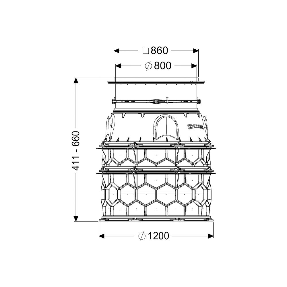 Kessel Schachtmodul LW 1000 Bodenplatte Zugang LW 800, 411-660mm, Klasse K3... KESSEL-8740002 4026092065174 (Abb. 2)