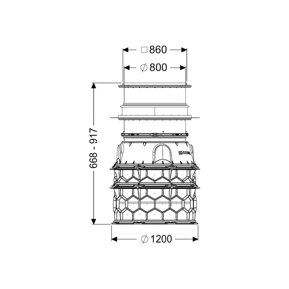 Kessel Schachtmodul LW 1000 Bodenplatte Zugang LW 800, 668-917mm, Klasse K3... KESSEL-8740003 4026092065181 (Abb. 2)