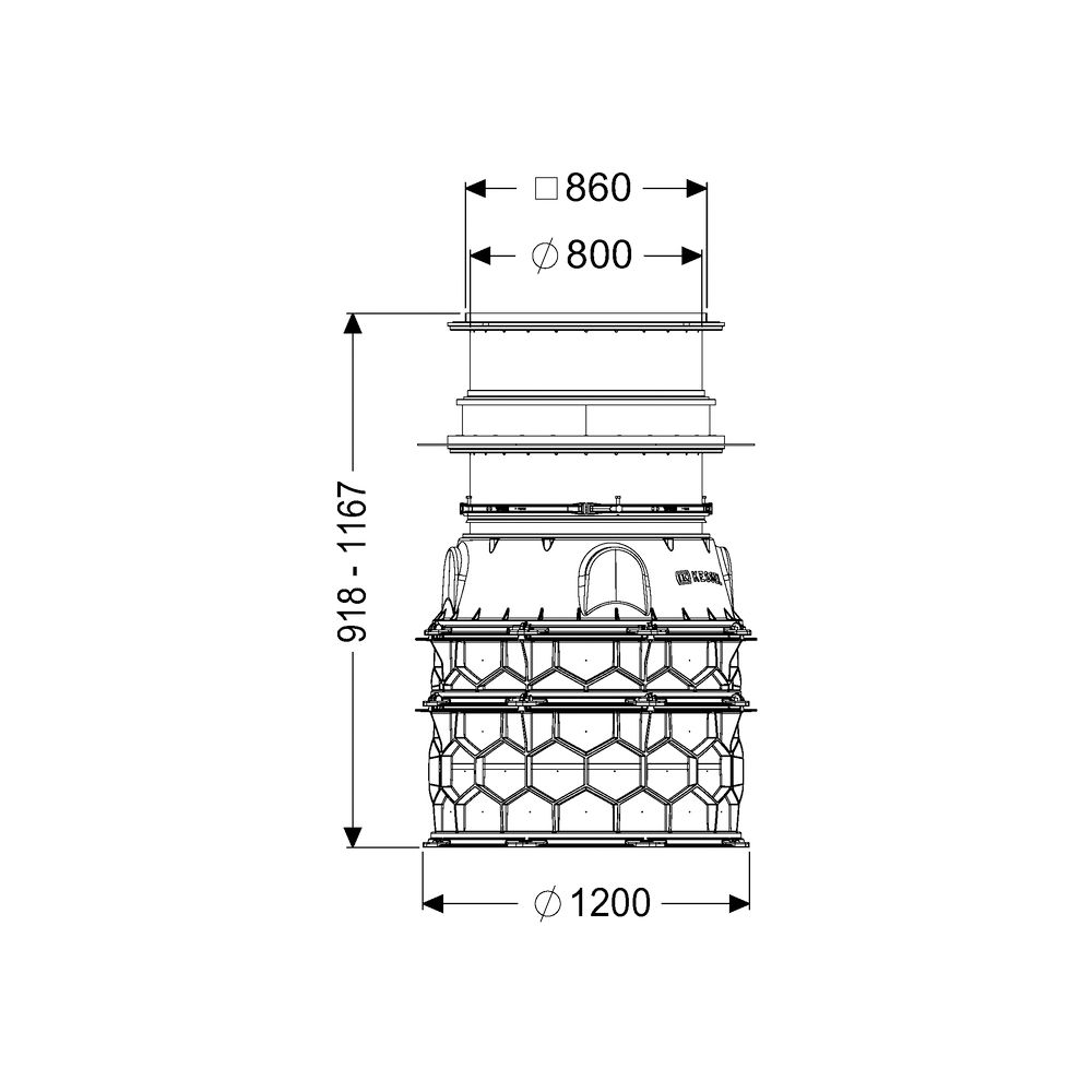 Kessel Schachtmodul LW 1000 Bodenplatte Zugang LW 800, 918-1167mm, Klasse K3... KESSEL-8740009 4026092065242 (Abb. 2)