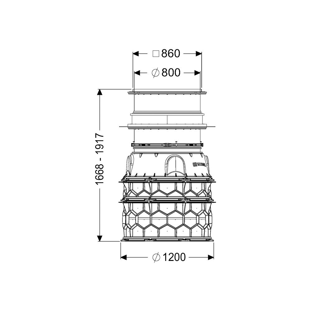 Kessel Schachtmodul LW 1000 Bodenplatte Zugang LW 800, 1668-1917mm, Klasse K3... KESSEL-8740027 4026092065426 (Abb. 2)