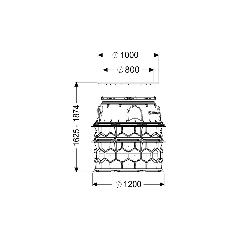 Kessel Schachtmodul LW 1000 Bodenplatte Zugang LW 800, 1625-1874mm, Klasse K3... KESSEL-8740127 4026092071632 (Abb. 2)